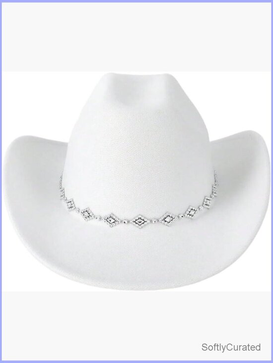 Rhinestone Cowgirl Hat Wide Brim Western Cowboy Hat main image 4
